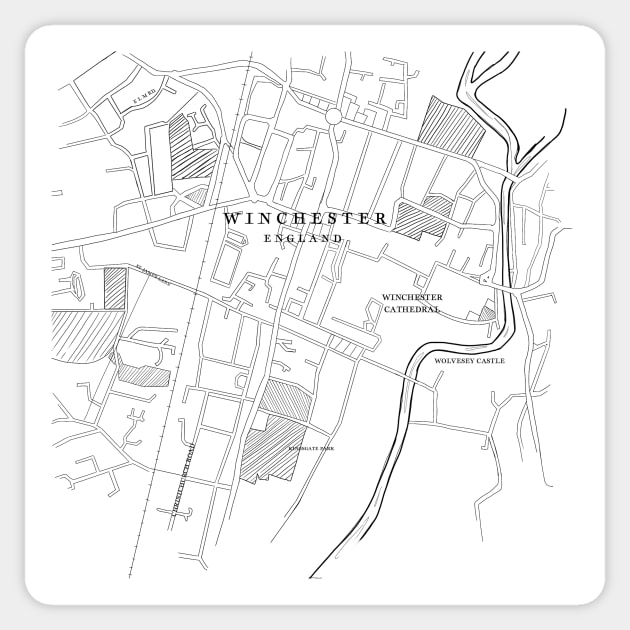 Winchester England Map Illustration Sticker by emmalouvideos